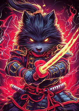 Samurai Miniature Schnauzer Dog with Katana Animal