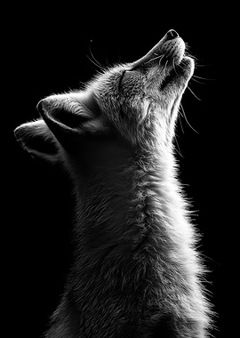 Fox Silhouetted Against Black