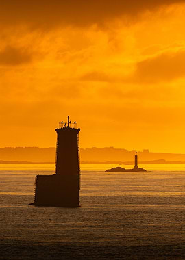 Lighthouse Silhouette at Sunset