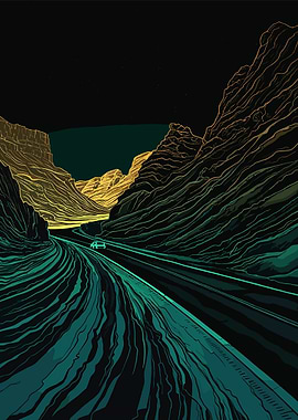 Night Drive Through Canyon