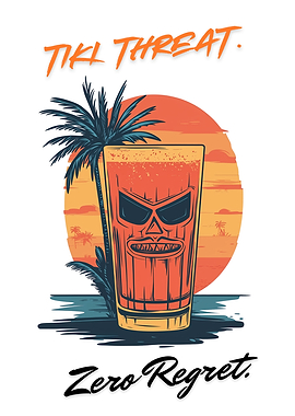 Tiki Threat – Zero Regret | Skull Cocktail Art Print - Tiki Threat Zero Regret