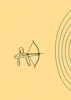 Archer Aiming at Target Minimalist Line Art