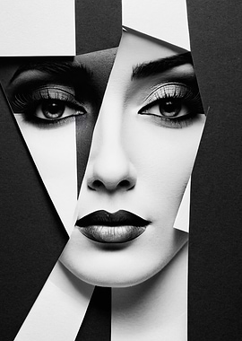 Woman's Face in Black and White