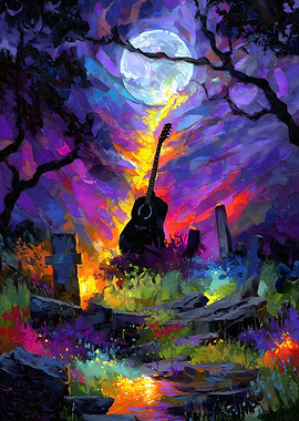 Guitar Under Moonlight