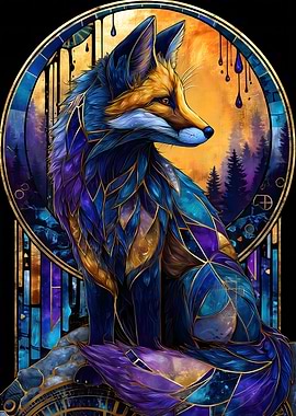 Fox in Art Deco Frame