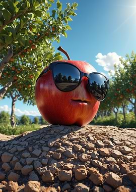 Cool Apple with Sunglasses