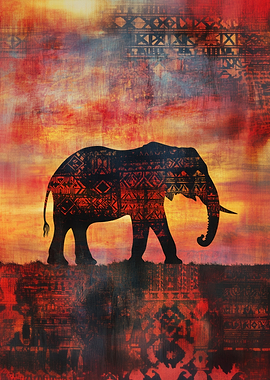 Elephant Silhouette Sunset