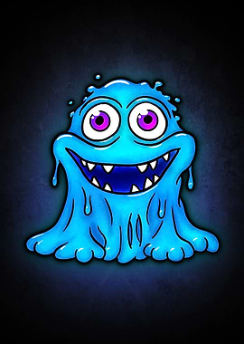 Smiling Blue Slime Monster