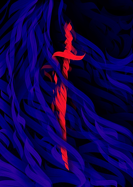 Scarlet Red Ottoman Sword Calligraphy