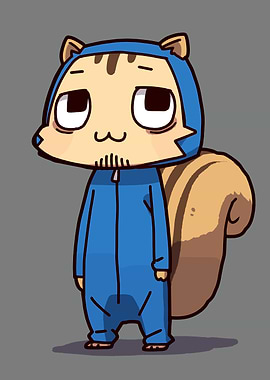 Cute Squirrel in Blue Onesie