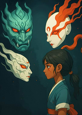 Spirit Masks and Girl