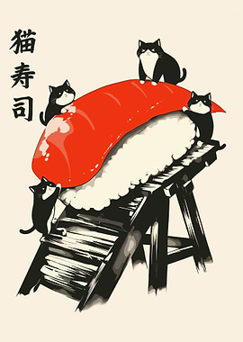 Cats and Sushi, Kawaii Cat Sushi Nigiri Japanese