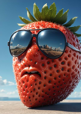Strawberry with Sunglasses