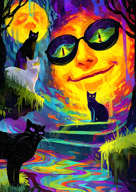 Cat Moon with Sunglasses