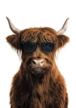 Cool Highland Cow with Sunglasses