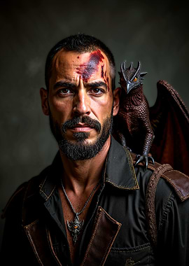 Man with Dragon Companion