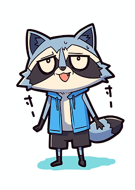 Raccoon in Blue Hoodie