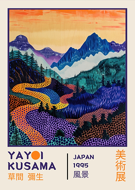 Yayoi Kusama Mountains Exhibition Poster