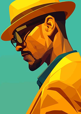 Musician Man Low Poly Minimalist Art Illustration