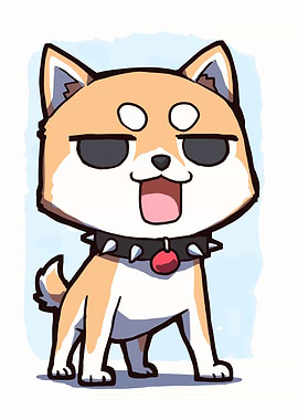 Cute Shiba Inu with Spiked Collar
