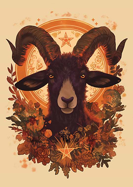 Black Goat with Pentagram ~ Wicca ~ Witch