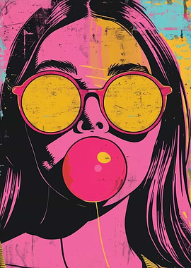 Pop Art Girl with Bubblegum