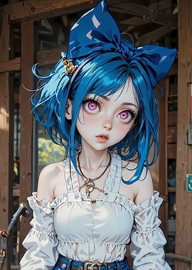 Anime Girl with Blue Hair