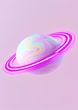 Pastel Planet with Rings
