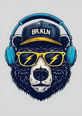 Cool Bear with Headphones