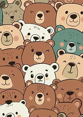 Cute Bear Faces Pattern