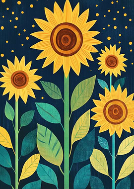 Sunflowers on Blue