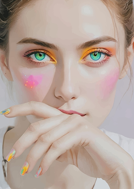 Woman with Colorful Makeup
