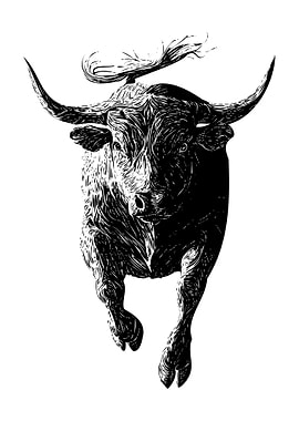 Taurus Zodiac Sign – Charging Bull Silhouette Illustration