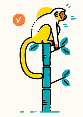 Yellow Monkey on Tree