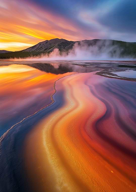 Sunrise Reflection in a Lake Volcanic Pool