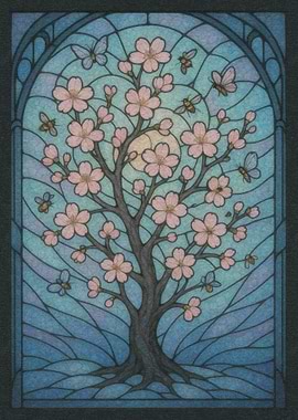 Cherry Blossom Stained Glass