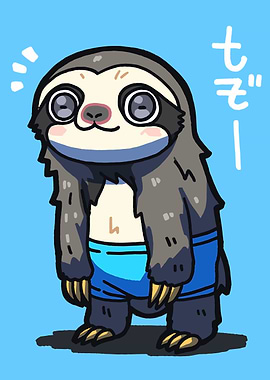 Cute Sloth in Blue Shorts
