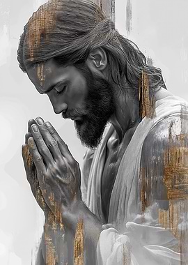 Praying Jesus in Gold