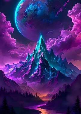 Neon Mountain Landscape