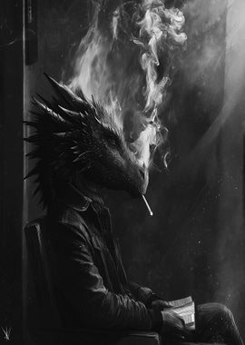 Dragon Smoking in Shadows