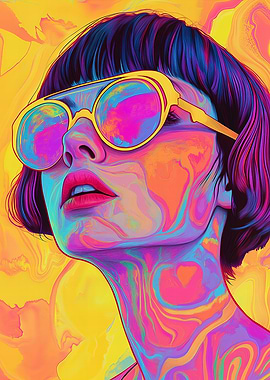 Retro Spectrum of Woman in Sunglasses