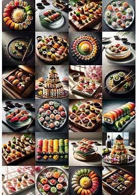 Sushi Collage beautiful different taste