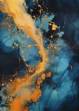 Abstract Blue and Gold Swirls