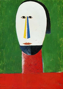 Abstract Portrait in Green and Red