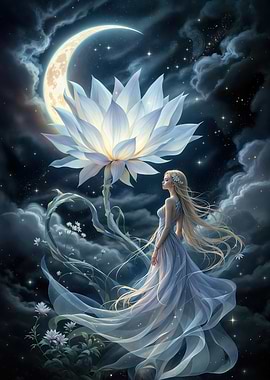 Moonlit Lotus Dream: Dance Beneath the Stars