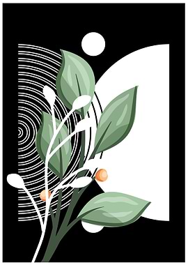 Green Leaves on Black