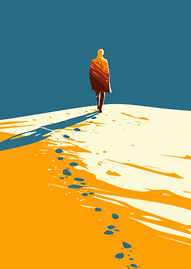 Walk Through the Desert Minimalist Art Illustration