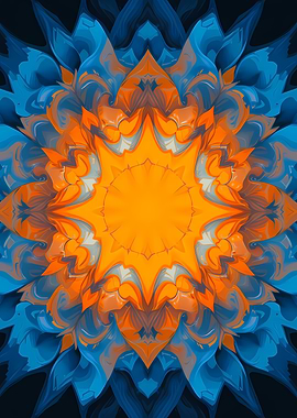 Abstract Orange and Blue Mandala