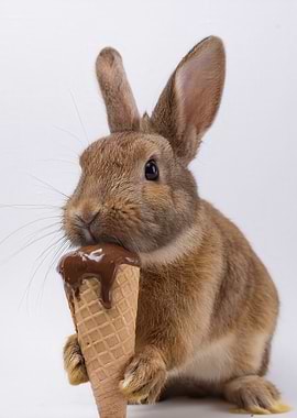 Bunny with Chocolate Ice Cream