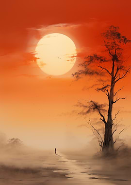 Asia Lonely Sunset Walk